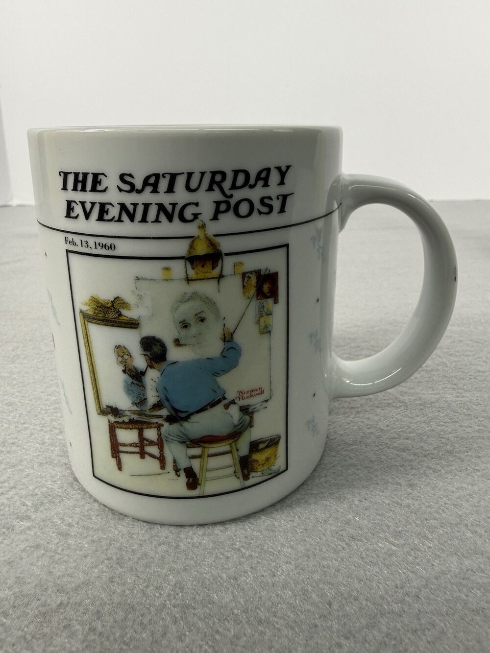 Norman Rockwell Triple Self Portrait Mug 1992 Saturday Evening Post Edition